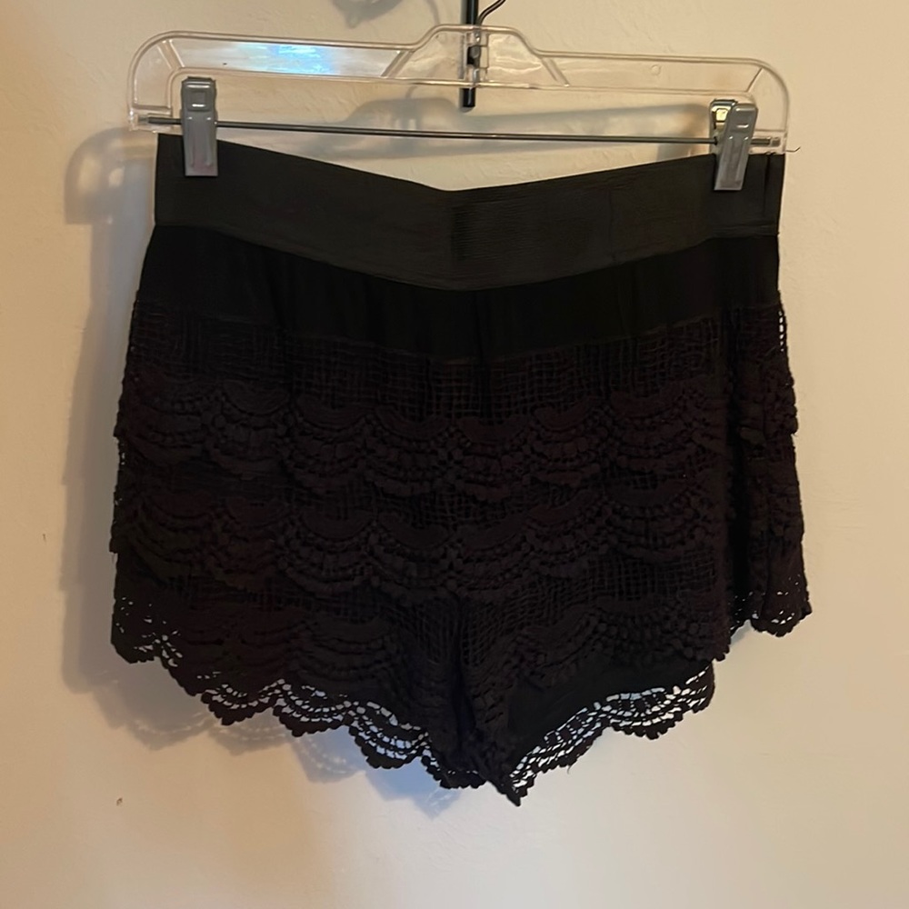 Black crochet shorts